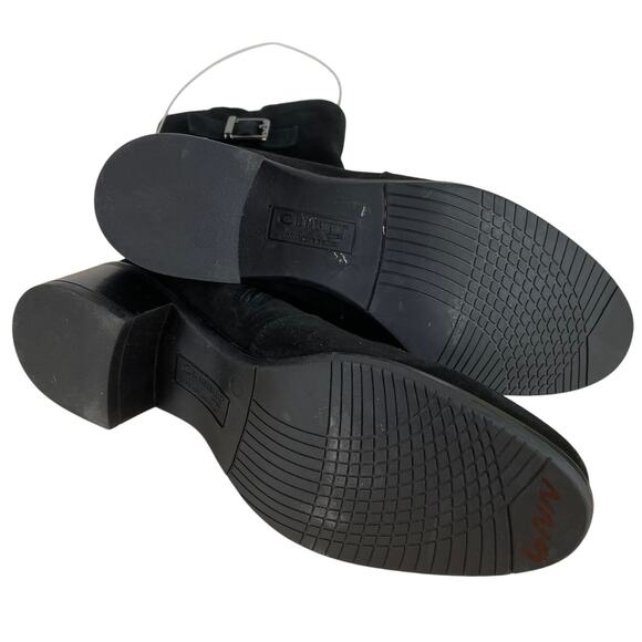 La Canadienne NWOB Halo Buckled Booties Black Suede Size 8 Floor Model Side Zip - Picture 9 of 11